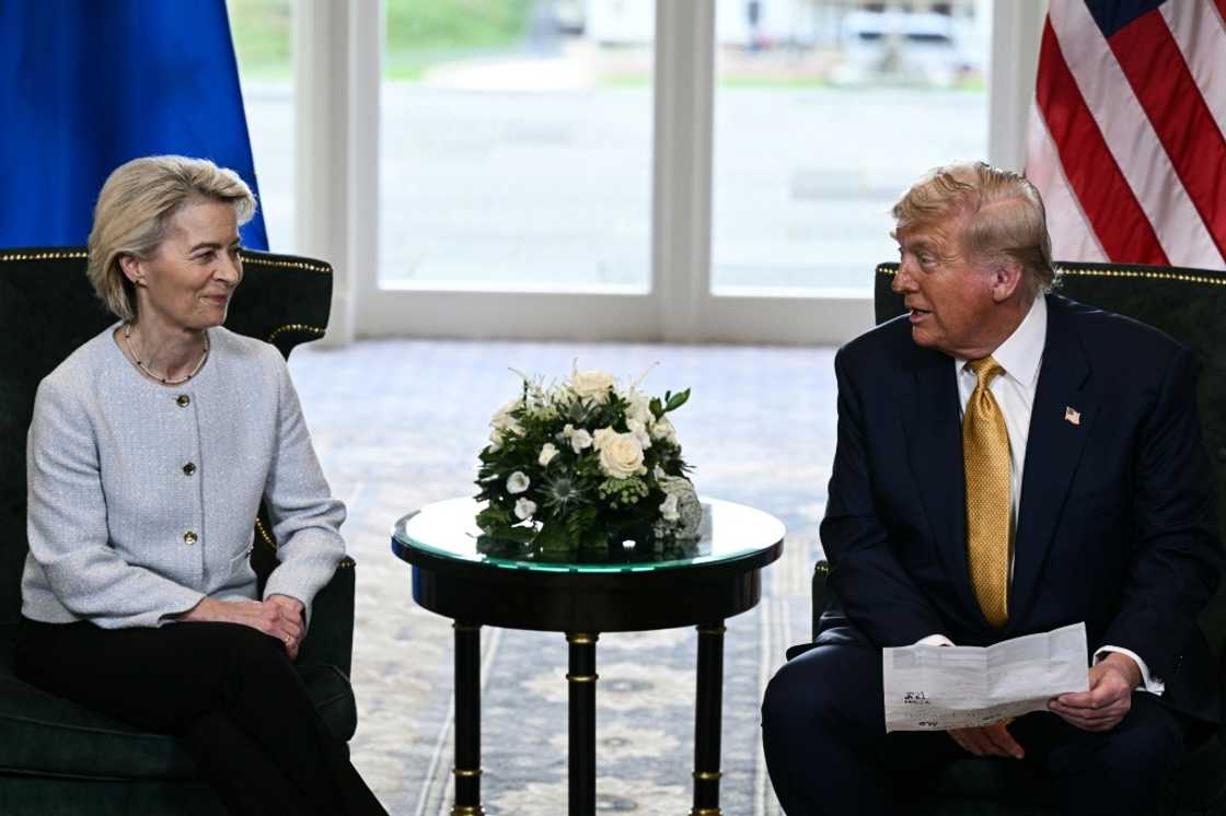 European Commission President Ursula von der Leyen announced an EU-US trade deal with Donald Trump at his Scottish golf resort on Sunday European Commission President Ursula von der Leyen announced an EU-US trade deal with Donald Trump at his Scottish golf resort on Sunday