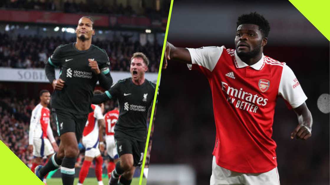 Thomas Partey playing for Arsenal against Liverpool.