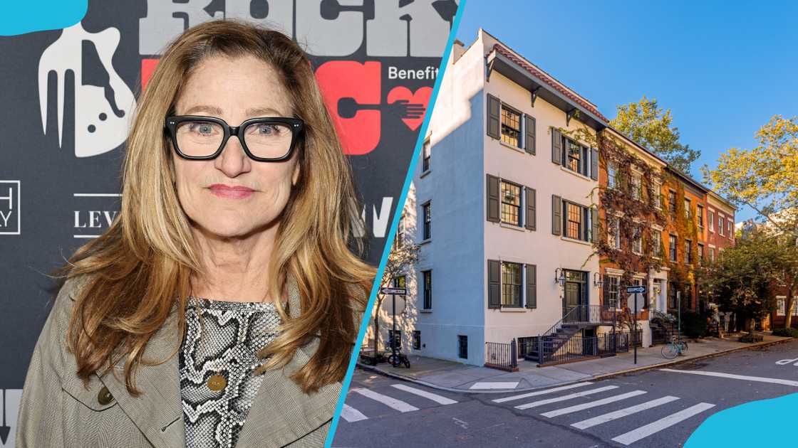Edie Falco at the ninth annual LOVE ROCKS NYC benefit concert (L). A street in West Village, New York City (R). Edie Falco at the ninth annual LOVE ROCKS NYC benefit concert (L). A street in West Village, New York City (R).