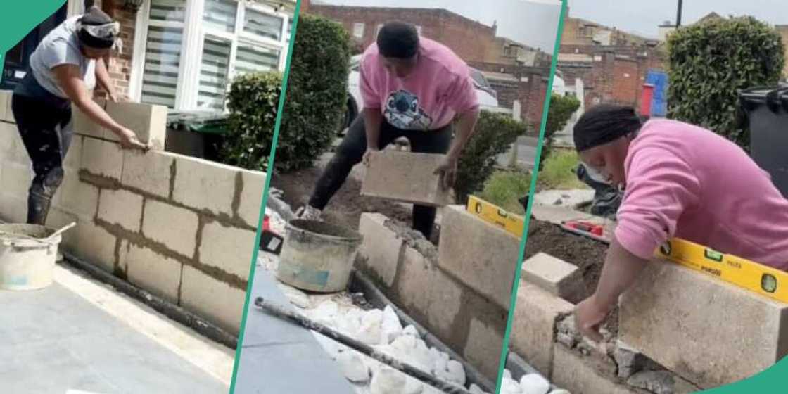 Woman tiles her house herself Woman tiles her house herself