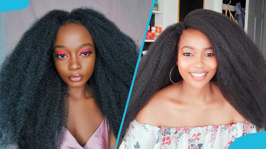 Women in baggy Afro kinky styles Women in baggy Afro kinky styles