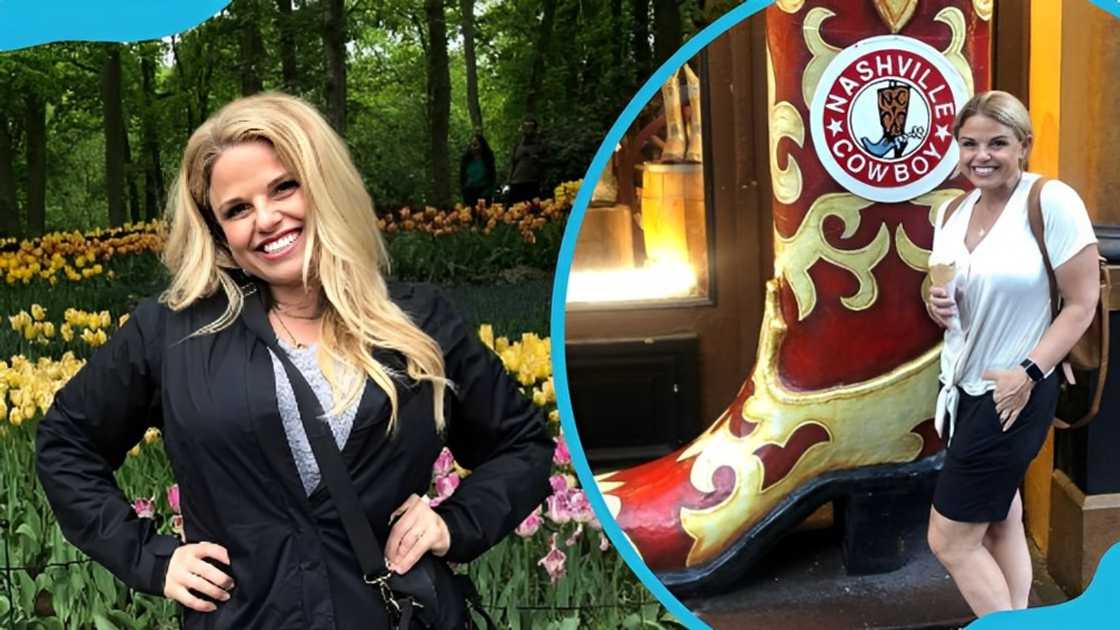 Zach Wilson's mom in a flower garden (L). She is in a room next to a boot(R) Zach Wilson's mom in a flower garden (L). She is in a room next to a boot(R)