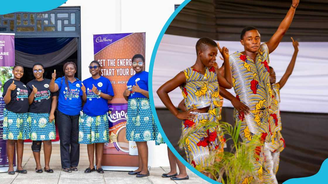 Ghanaian school girls during a menstrual hygiene awareness campaign and students in Ankara performing a dance onstage