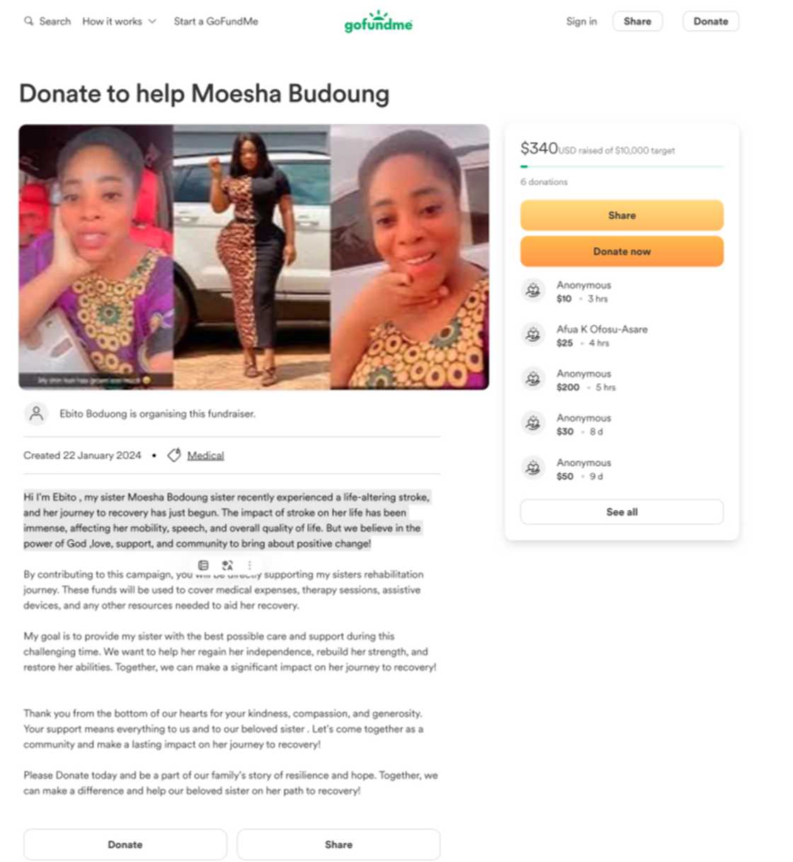 Moesha's GoFundMe