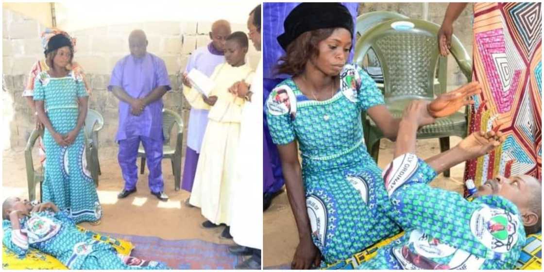 Mixed reactions as 27-year-old Nigerian lady marries bedridden man, vows to love him to the end Mixed reactions as 27-year-old Nigerian lady marries bedridden man, vows to love him to the end
