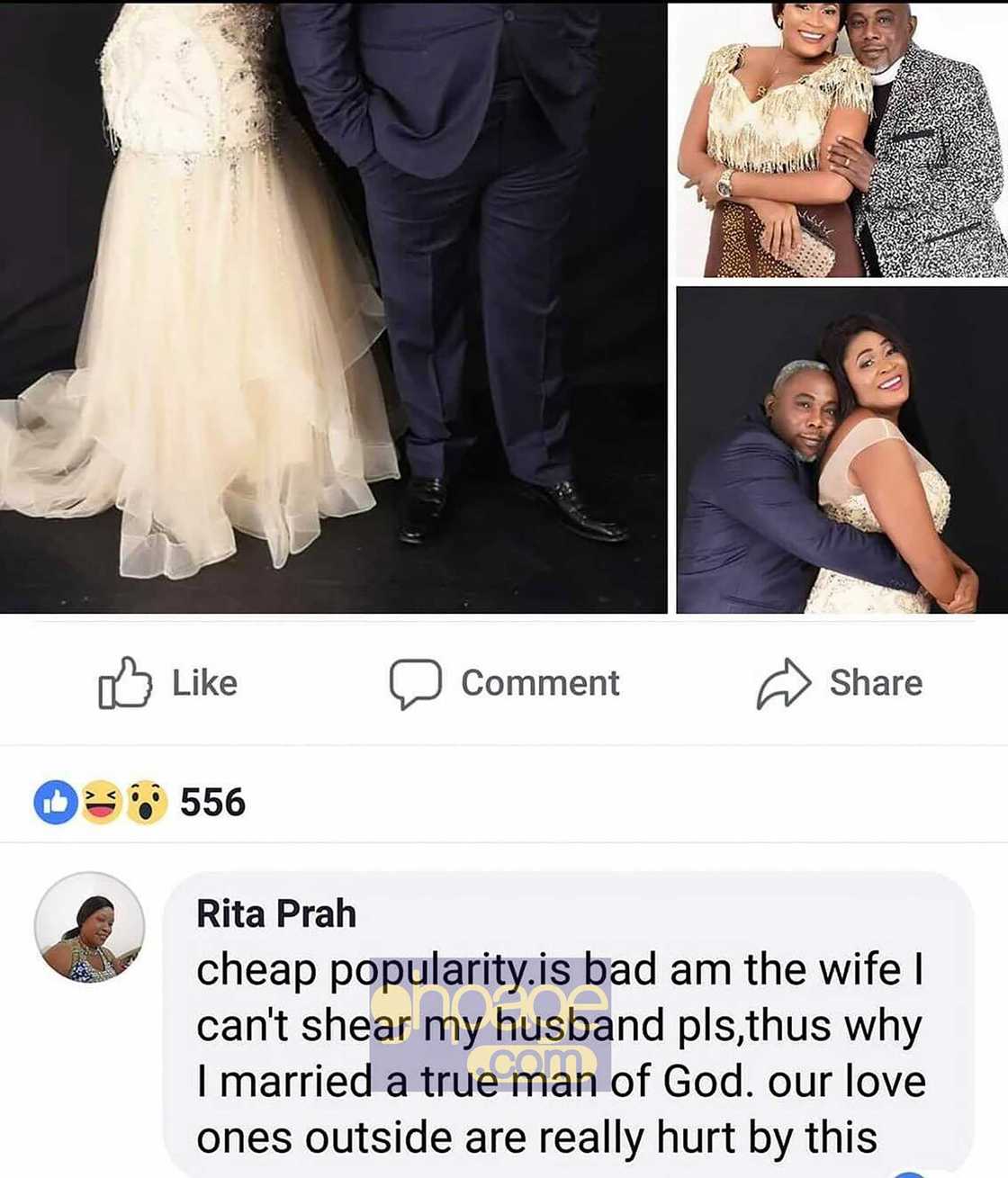 Wife of Apostle John Prah reacts to 'wedding' photos of her husband and Nayas Wife of Apostle John Prah reacts to 'wedding' photos of her husband and Nayas