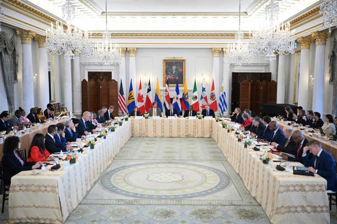 Le secrétaire d'Etat américain Antony Blinken s'exprime devant le "Partenariat des Amériques pour la prospérité économique" le 17 juillet, 2024 à Washington Le secrétaire d'Etat américain Antony Blinken s'exprime devant le "Partenariat des Amériques pour la prospérité économique" le 17 juillet, 2024 à Washington