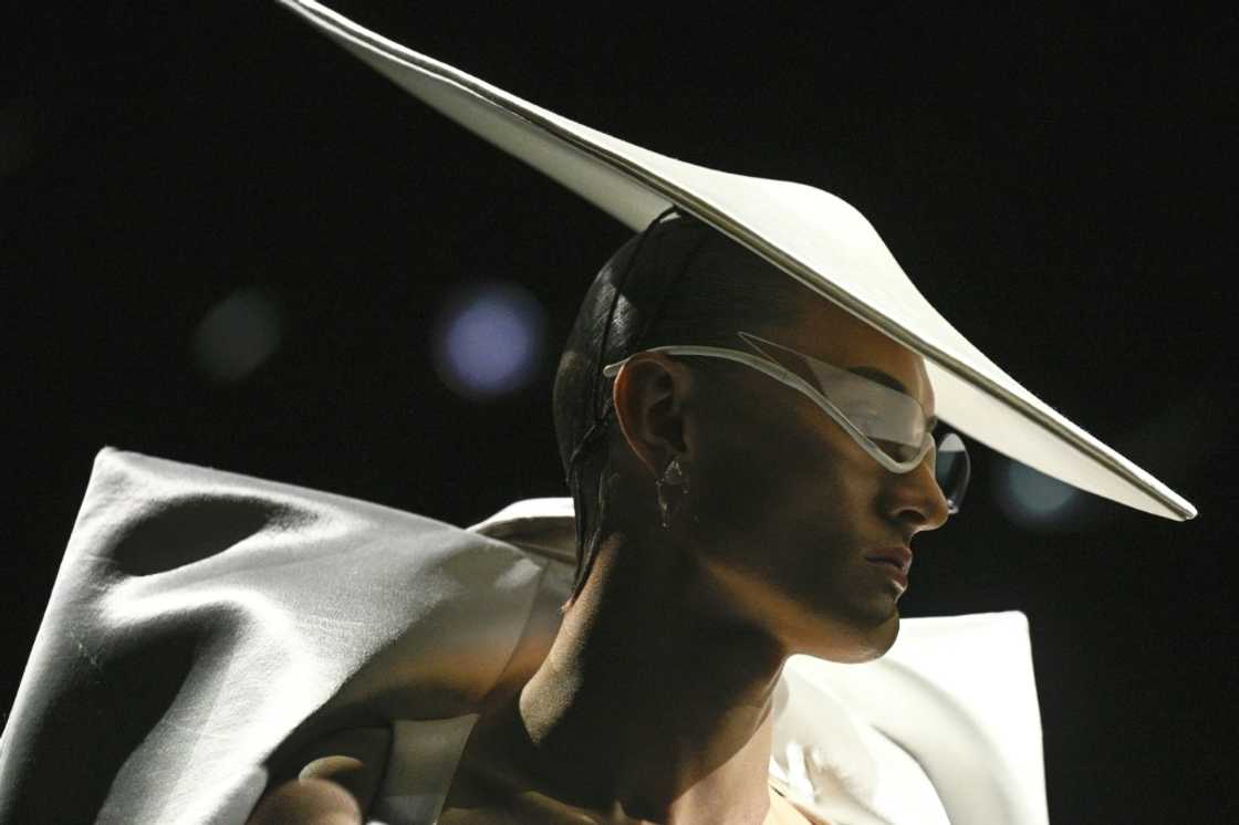 A model wearing a Robert Wun creation in Paris on July 9, 2025