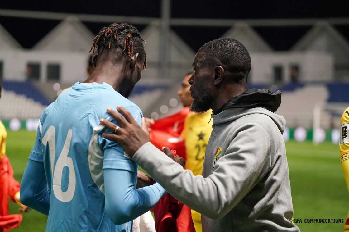 Benjamin Asare receives instructions from Black Stars of Ghaan goalkeepers trainer Fatau Dauda during the Madagascar vs Ghana World Cup qualifier on March 24, 2025 in Al Hoceima, Morocco Benjamin Asare receives instructions from Black Stars of Ghaan goalkeepers trainer Fatau Dauda during the Madagascar vs Ghana World Cup qualifier on March 24, 2025 in Al Hoceima, Morocco