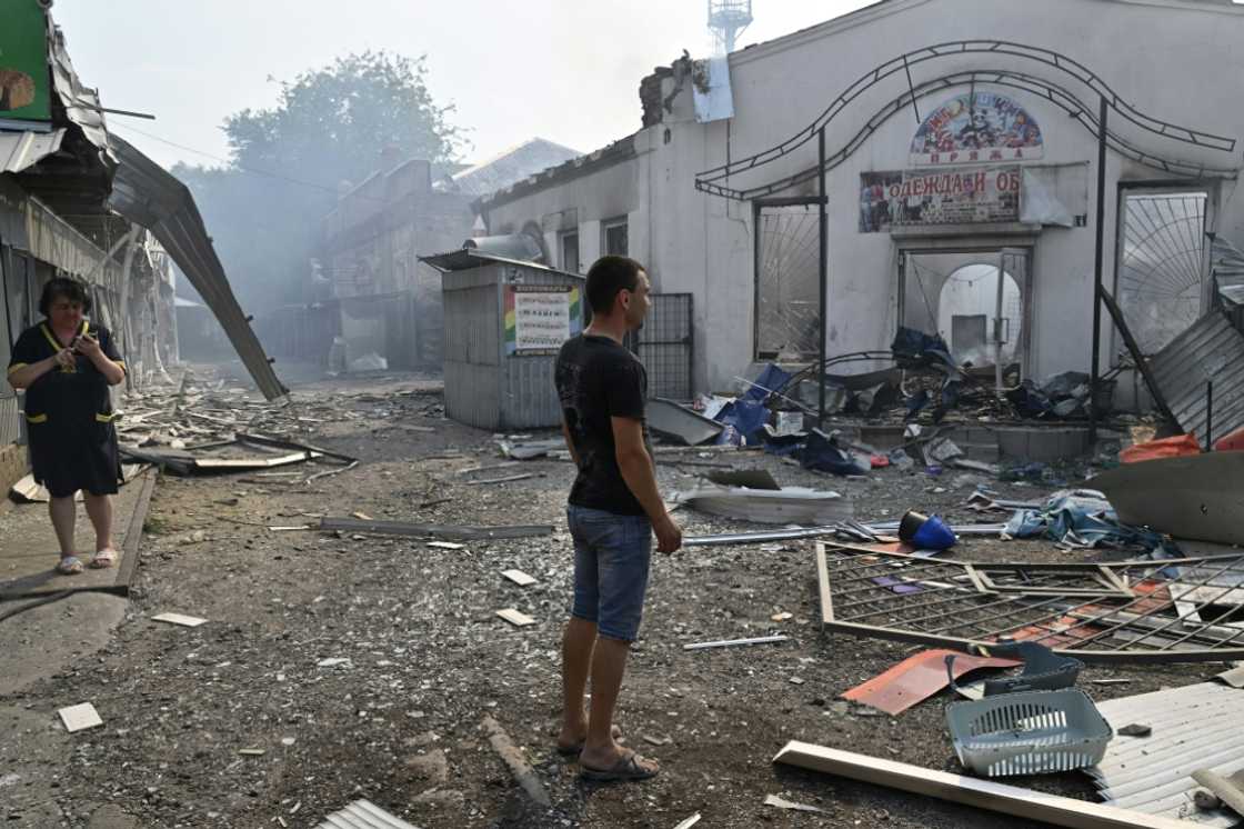 A rocket fell and set the Sloviansk market ablaze A rocket fell and set the Sloviansk market ablaze