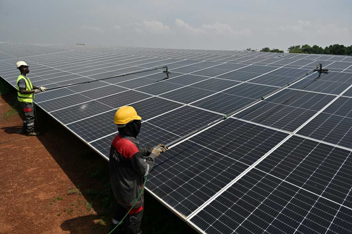Solar panels in the northern town of Boundiali in Ivory Coast stretch across 36 hectares (89 acres) Solar panels in the northern town of Boundiali in Ivory Coast stretch across 36 hectares (89 acres)
