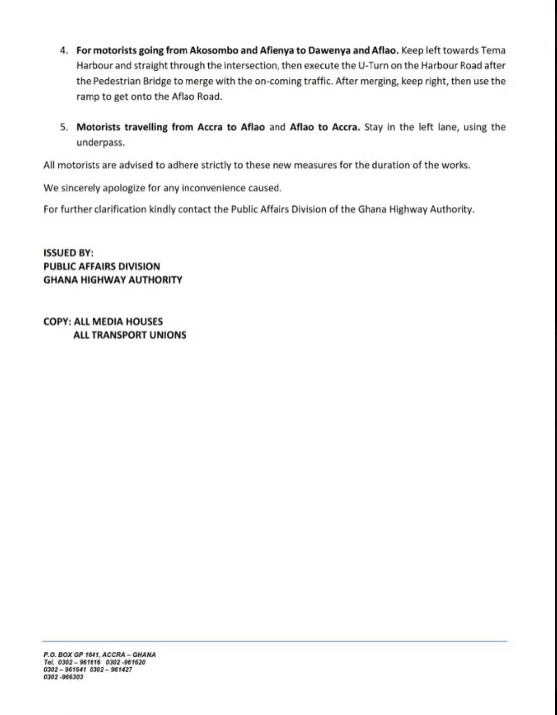 Highway Authority statement Highway Authority statement