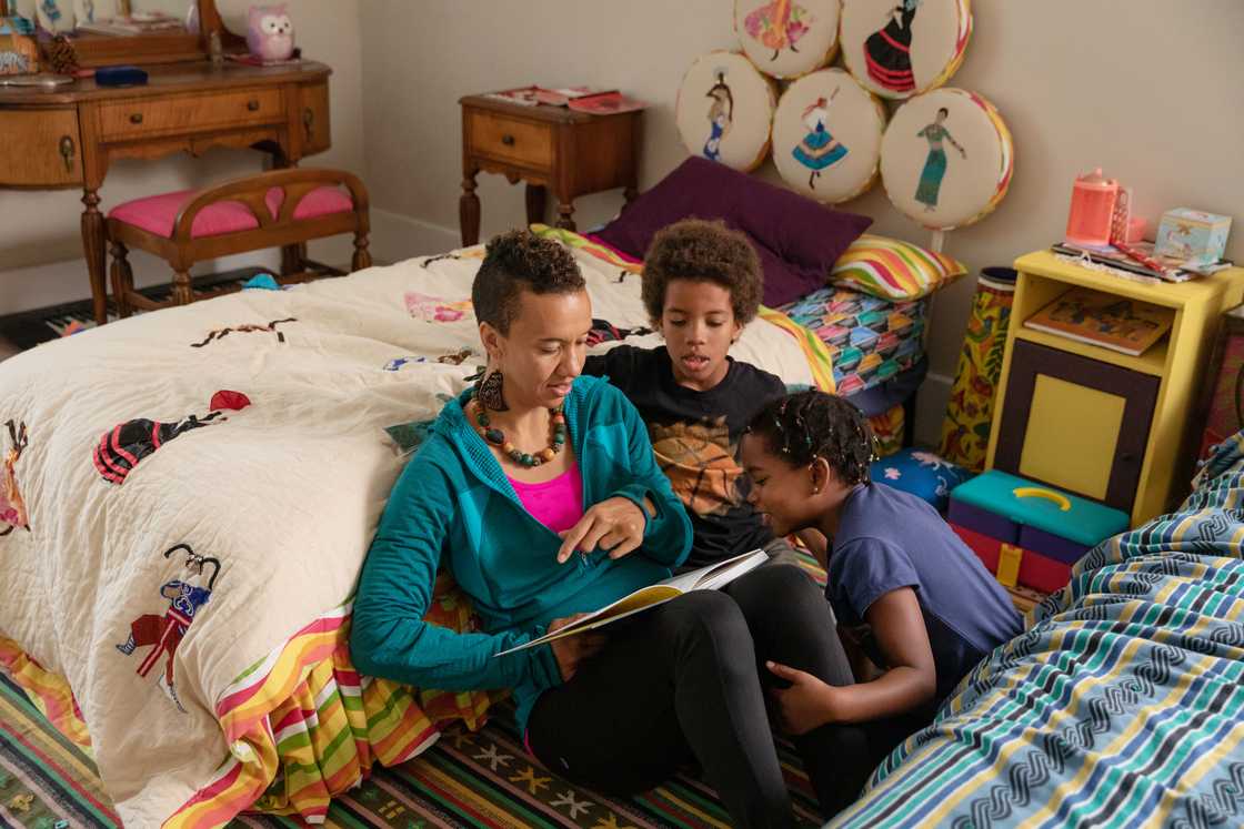 A mother and her kids A mother and her kids