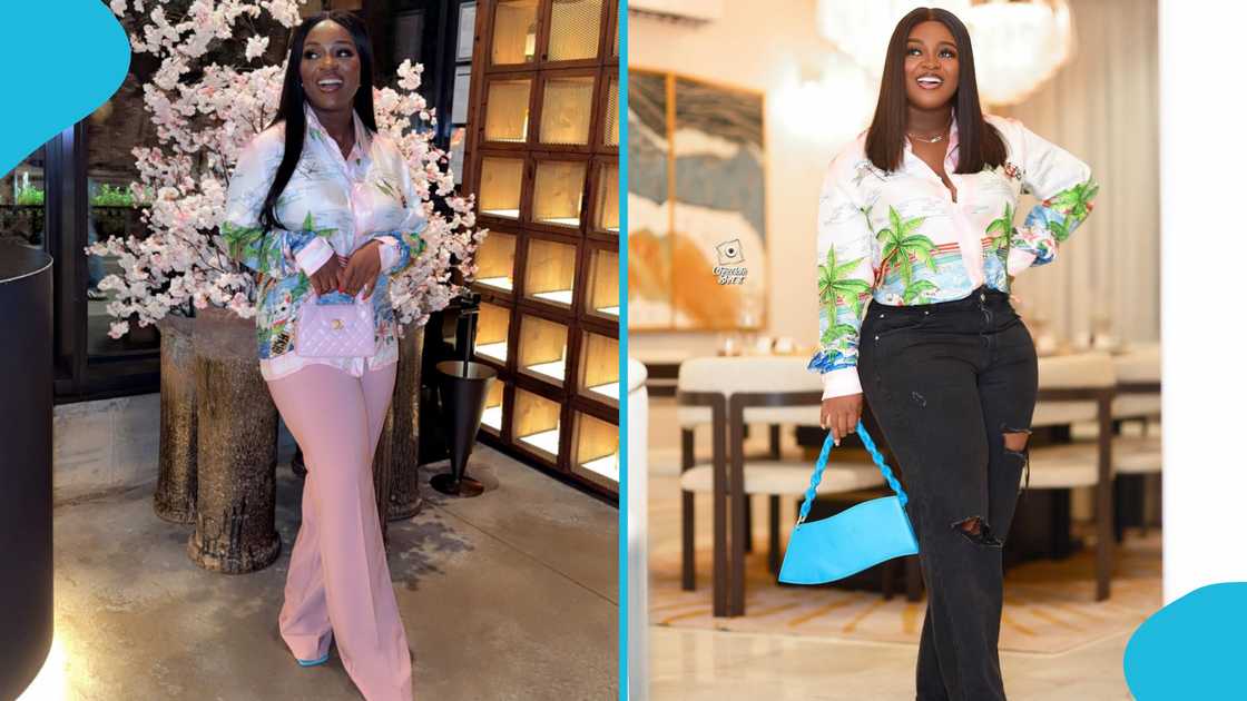 Jackie Appiah, Casablanca shirts, Osebo, Ghanaian styles, Ghanaian celebrities, Jackie Appiah's designer bags