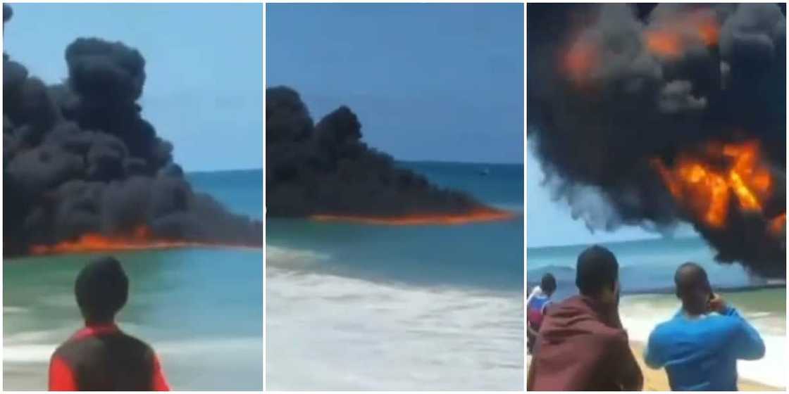 Strange Fire Breaks out on Popular Beach in Lagos, Video Sparks Mixed Reactions Strange Fire Breaks out on Popular Beach in Lagos, Video Sparks Mixed Reactions