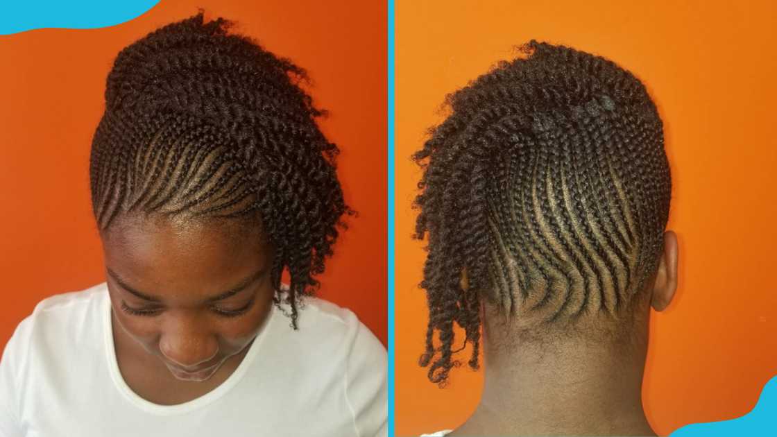 Side-swept cornrow twists