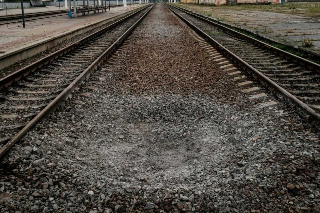 A crater between railway tracks at the recently retaken Kupiansk Vuzlovyi station A crater between railway tracks at the recently retaken Kupiansk Vuzlovyi station
