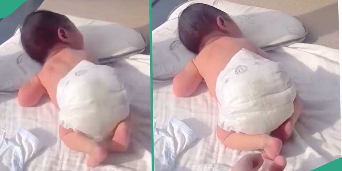 Baby's sleeping position goes viral. Baby's sleeping position goes viral.
