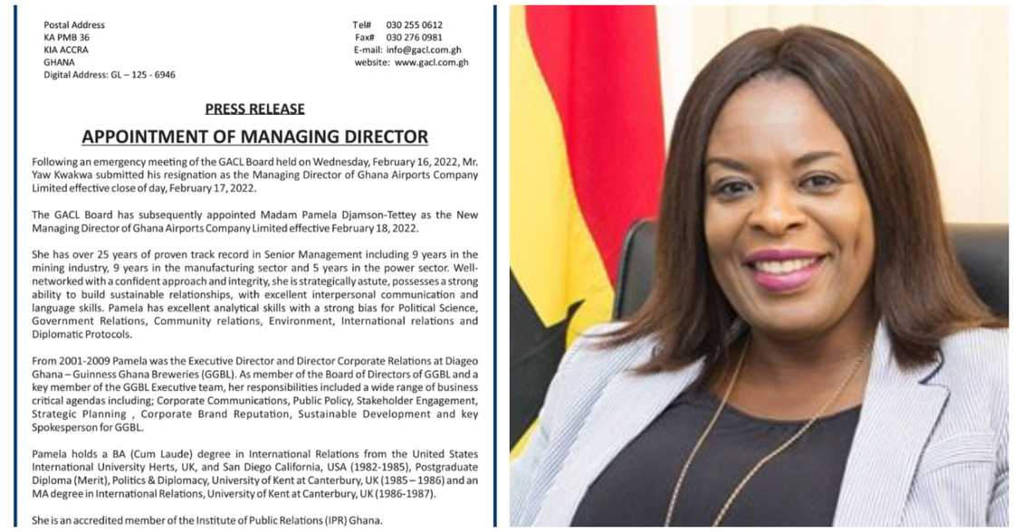 Pamela Djamson-Tettey appointed new MD of Ghana Airports Company Limited Pamela Djamson-Tettey appointed new MD of Ghana Airports Company Limited