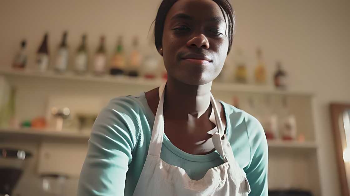 Pretty African woman working