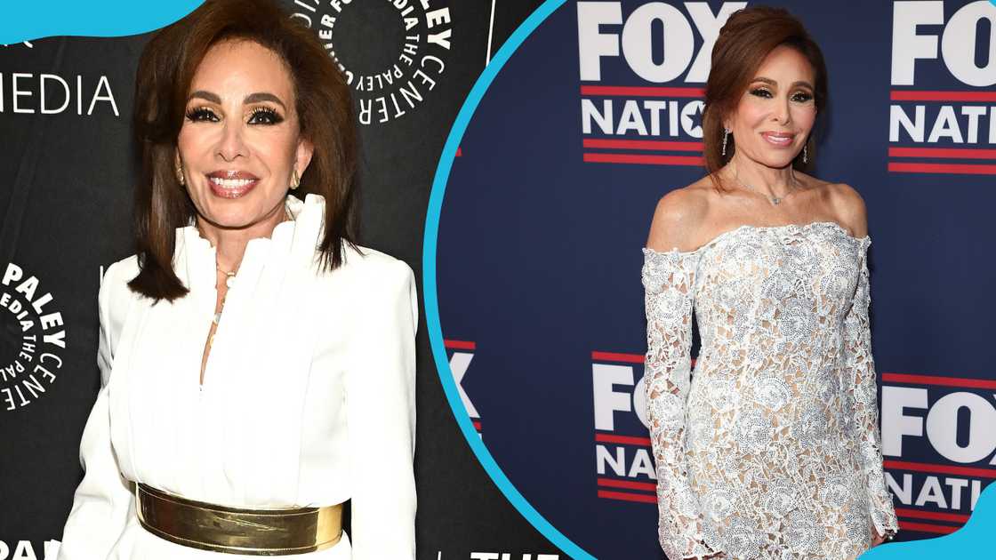 Jeanine Pirro attends the 2024 Paley Honors (L). She attends the 2023 FOX Nation Patriot Awards (R)