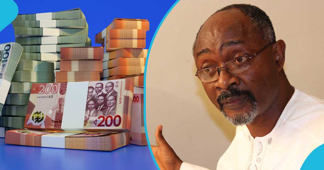 Collage of Woyome and bundles of cash