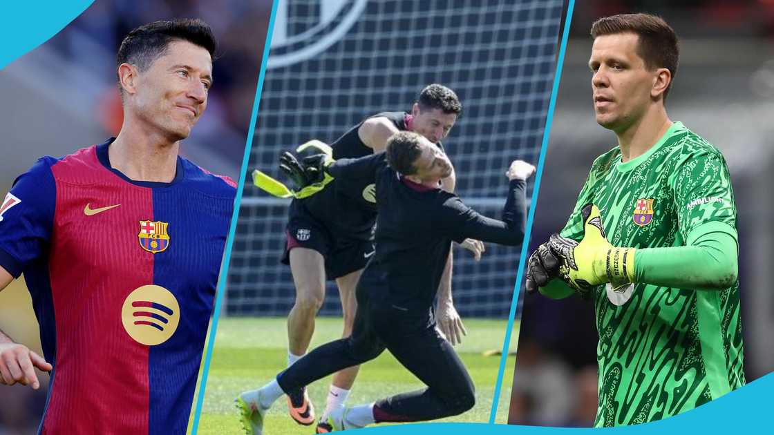 Lewandowski and Szczesny involved in 'fistifight' during Barcelona training session Lewandowski and Szczesny involved in 'fistifight' during Barcelona training session