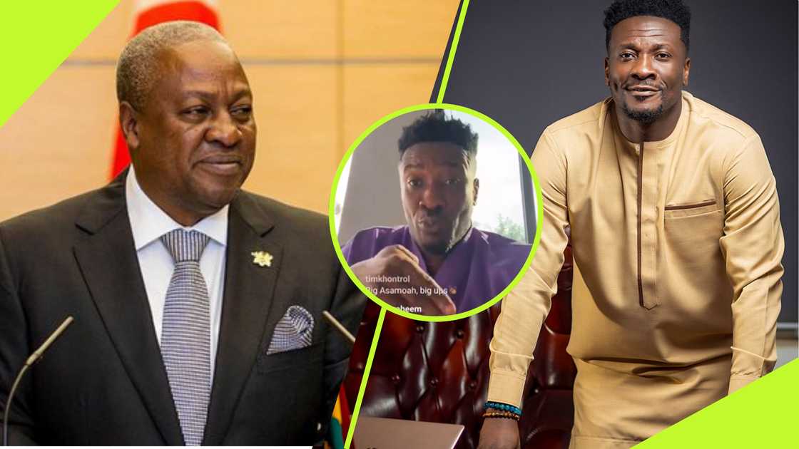 Asamoah Gyan reacts to John Mahama's victory.