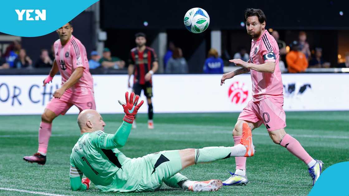 Lionel Messi's lobbed goal over Brad Guzan was his maiden strike in the MLS for the ongoing season. Lionel Messi's lobbed goal over Brad Guzan was his maiden strike in the MLS for the ongoing season.
