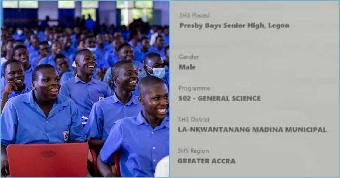 Photo of Presec students and placement slip
