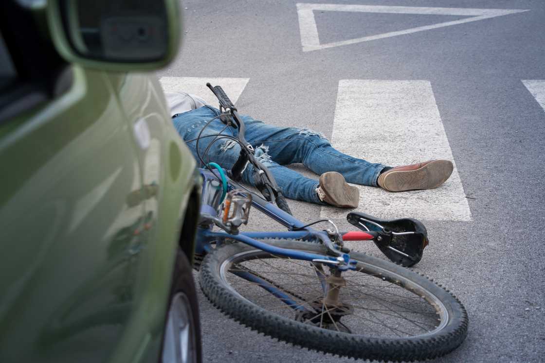 A cyclist after an accident
