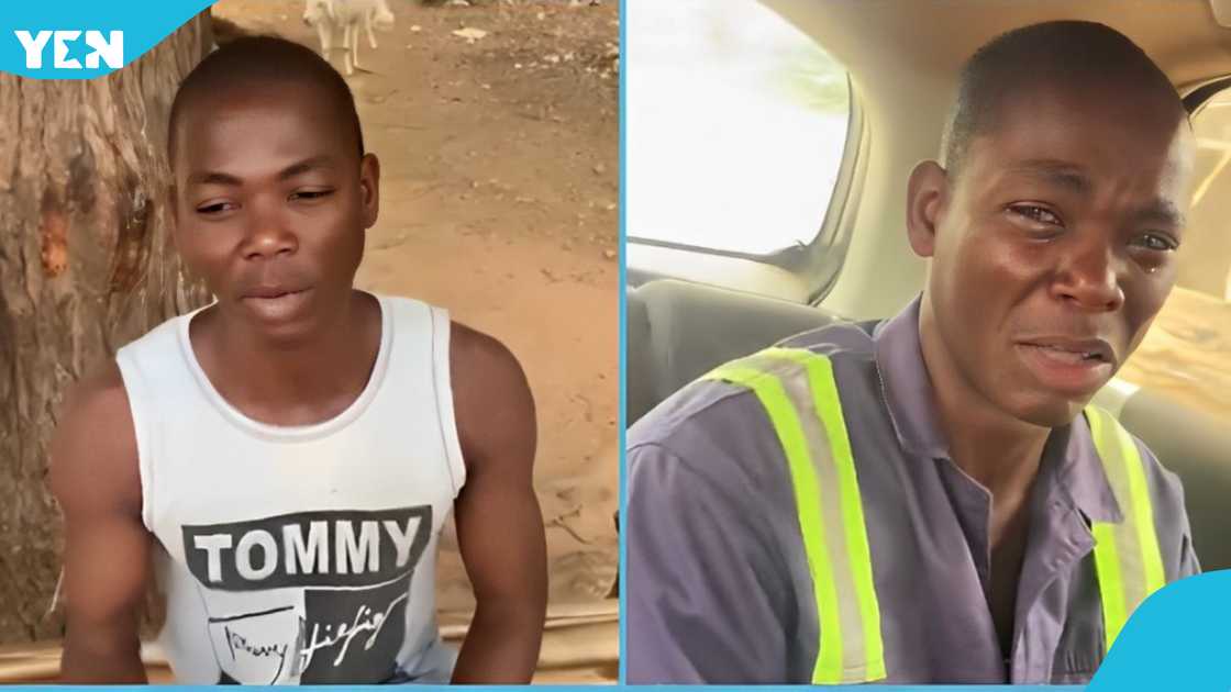 Photo of a Ghanaian man in tears after defaulting in paying his loan. Photo of a Ghanaian man in tears after defaulting in paying his loan.