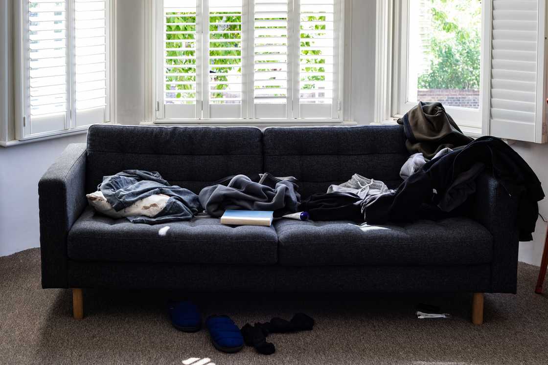 A messy living room