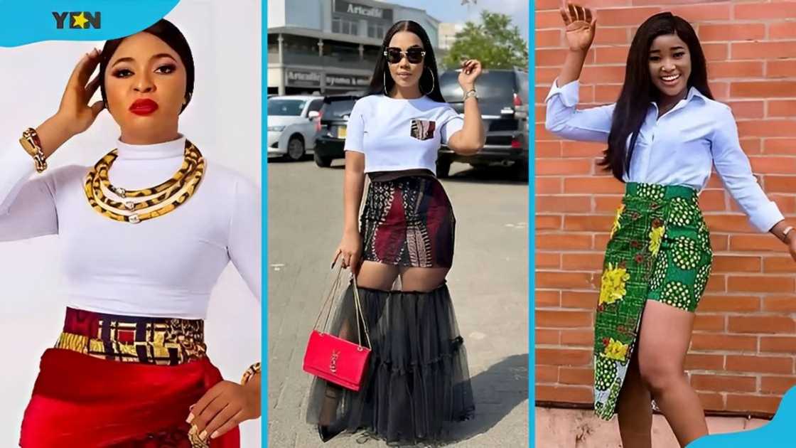 Turtleneck (L), crop top (M), and blouse (R) Turtleneck (L), crop top (M), and blouse (R)