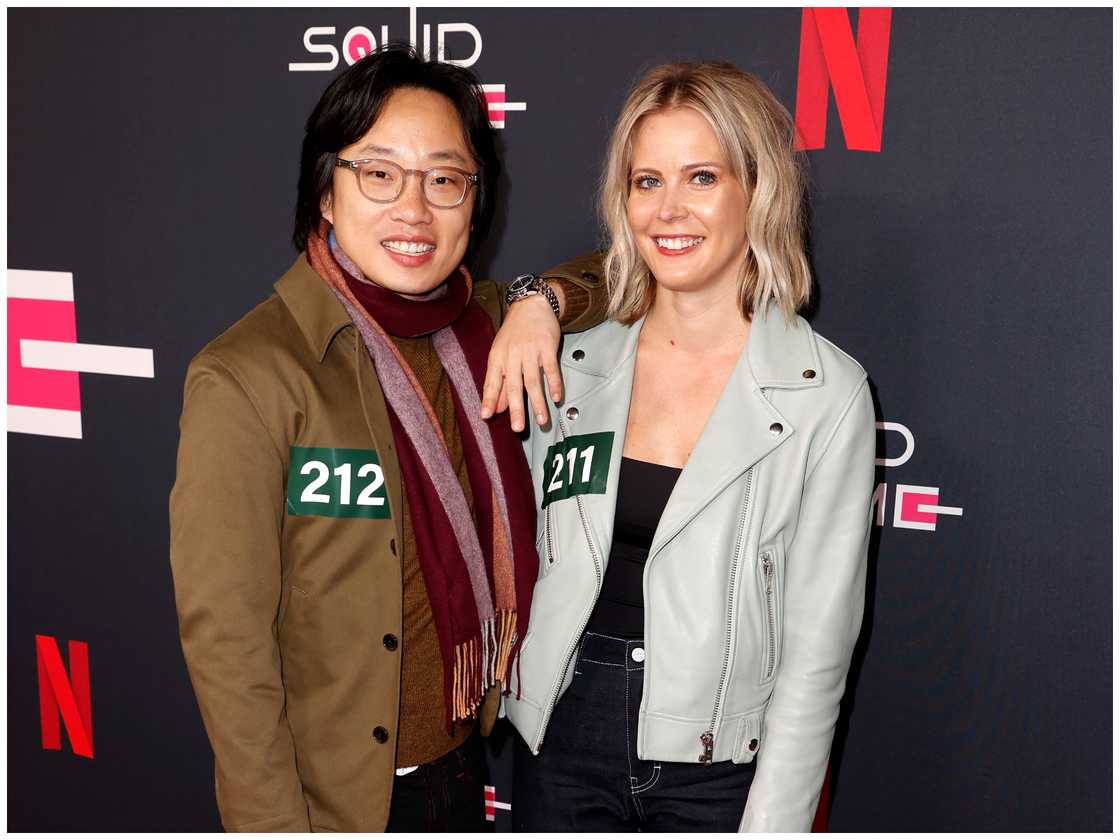 Jimmy O. Yang and Brianne at the Los Angeles screening of Netflix's "Squid Game"