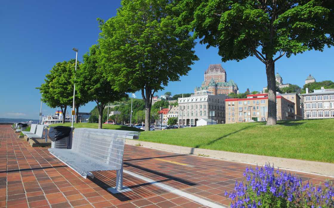 Quebec City Park has a view of the Historical Frontenac Castle and the Old District. Quebec City Park has a view of the Historical Frontenac Castle and the Old District.