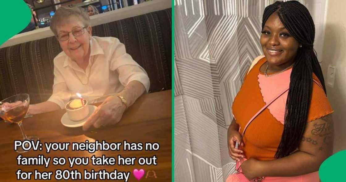 A TikTok video by Sasha Gaston showed her treating her elderly neighbour to a birthday lunch and outing A TikTok video by Sasha Gaston showed her treating her elderly neighbour to a birthday lunch and outing