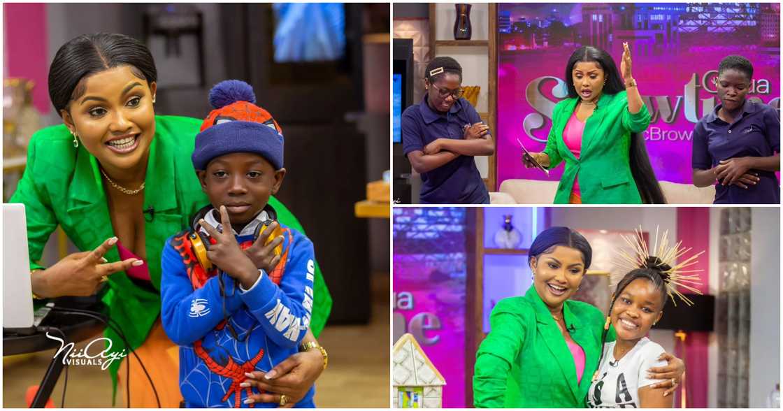 Nana Ama McBrown poses with talented kids on Onua Showtime Nana Ama McBrown poses with talented kids on Onua Showtime