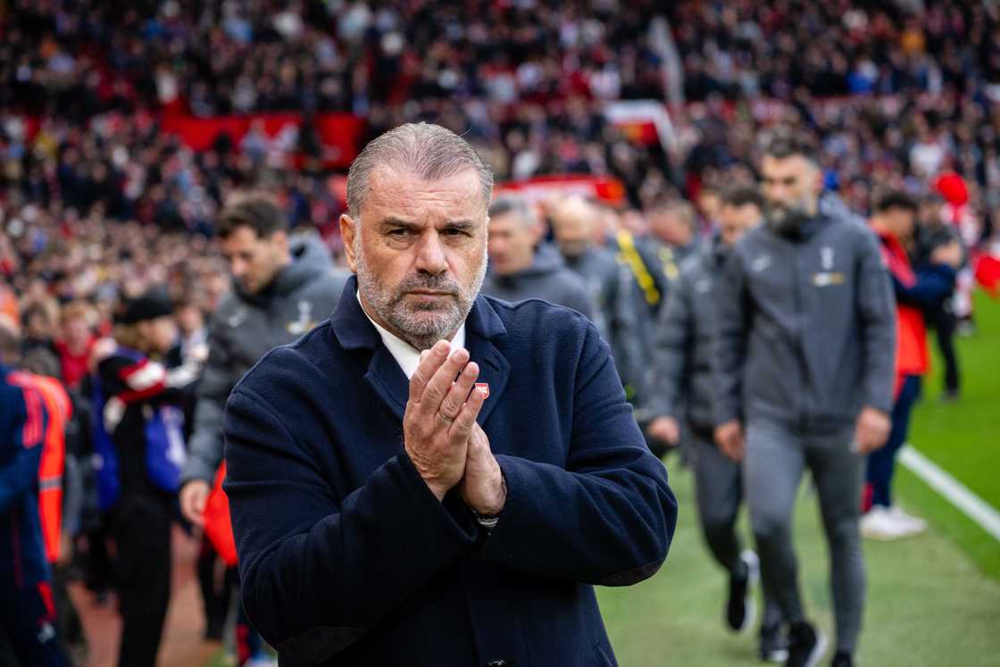 Tottenham Hotspur Manager Ange Postecoglu looks on prior to the Premier League match between Manchester United FC and Tottenham Hotspur FC at Old Trafford on September 29, 2024 in Manchester, United Kingdom Tottenham Hotspur Manager Ange Postecoglu looks on prior to the Premier League match between Manchester United FC and Tottenham Hotspur FC at Old Trafford on September 29, 2024 in Manchester, United Kingdom