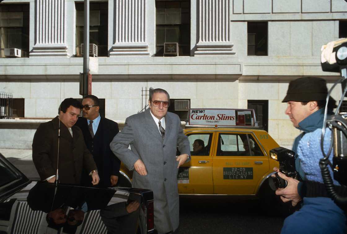 Paul Castellano is photographed outside the US Federal Courthouse in Manhattan, arriving for The Commission trial Paul Castellano is photographed outside the US Federal Courthouse in Manhattan, arriving for The Commission trial