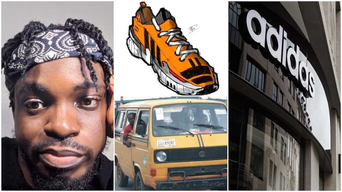 Luck smiles on Nigerian man who drew shoe and painted it in danfo colour, Adidas wants to meet him Luck smiles on Nigerian man who drew shoe and painted it in danfo colour, Adidas wants to meet him