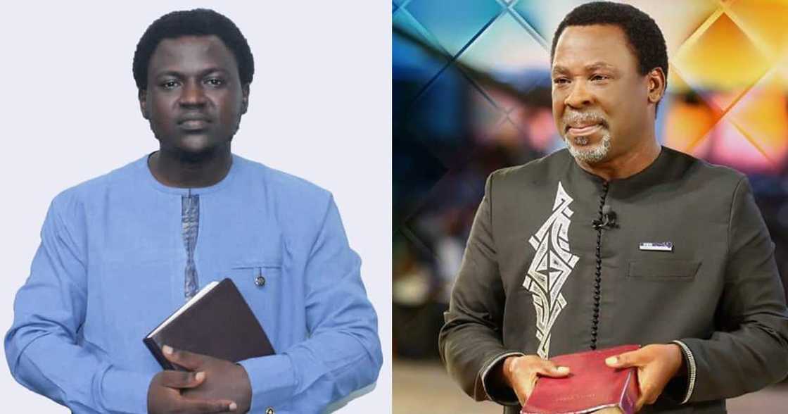 Cameroonian cleric Paul (l) and TB Joshua.