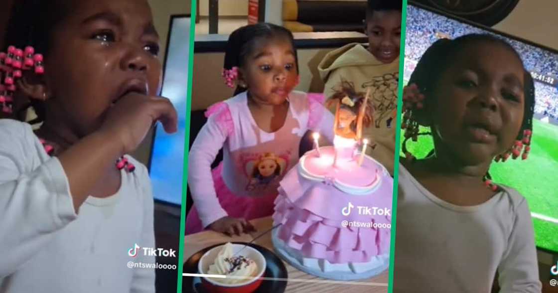 Baby girl crying after cake got cut