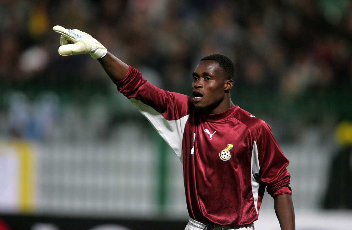 Sammy Adjei of Ghana shouting during the Africa Cup Of Nations Group D match between Nigeria and Ghana at Port Said Stadium on January 23, 2006 in Port Said, Egypt