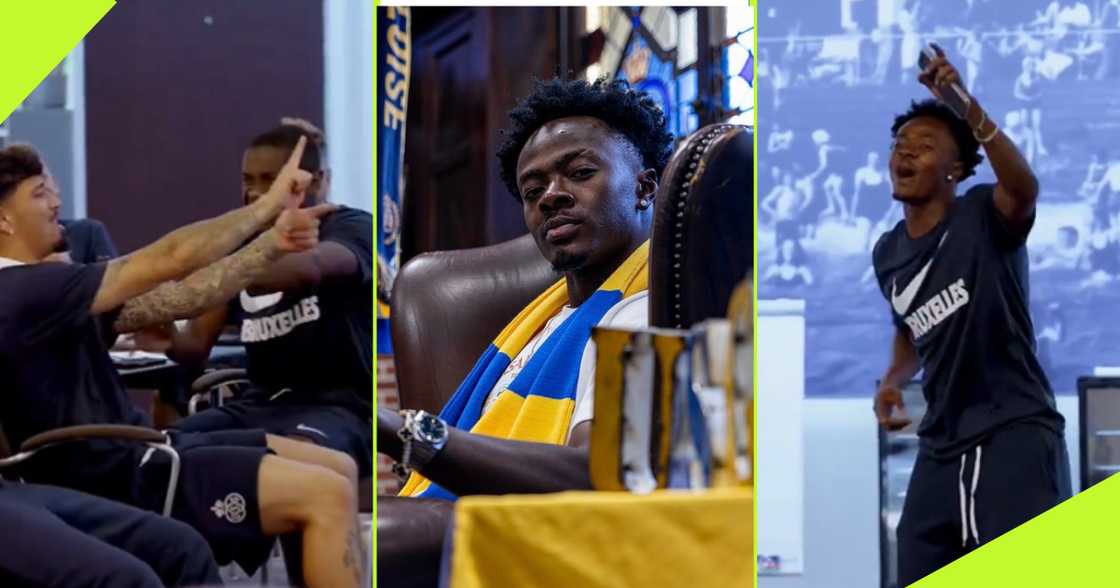 Mohammed Fuseini performs for teammates. Mohammed Fuseini performs for teammates.