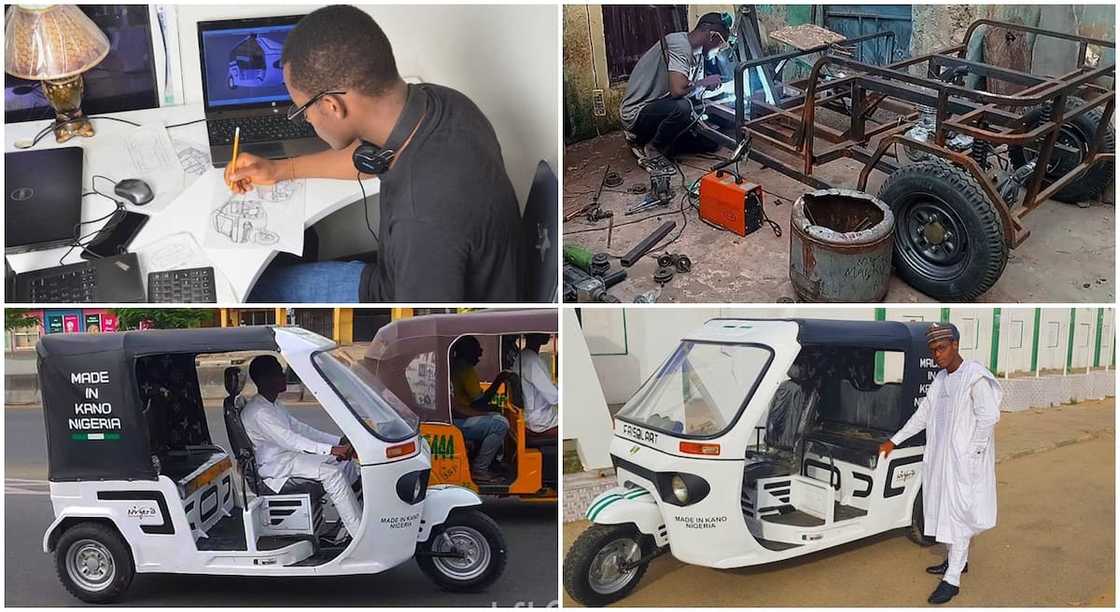 Photos of tricycles made in Kano state by a Nigerian called Faisal.