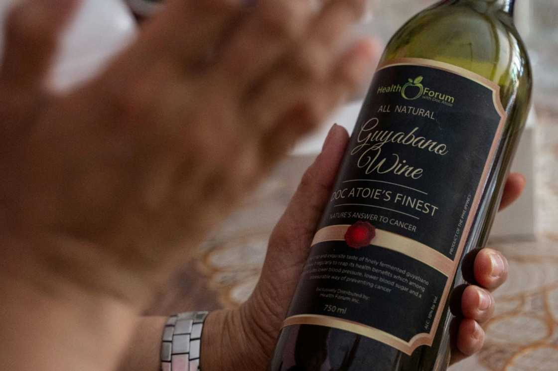 'Doc Atoie's Finest Guyabano Wine' has been widely promoted on Facebook as a natural cure for cancer 'Doc Atoie's Finest Guyabano Wine' has been widely promoted on Facebook as a natural cure for cancer