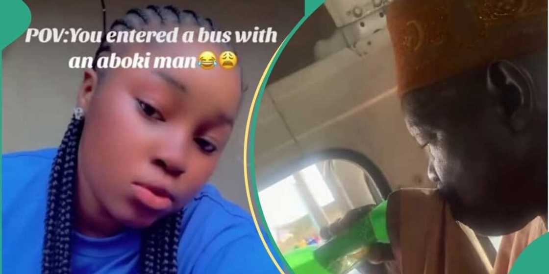 Lady films 'aboki' man performing rare act in bus