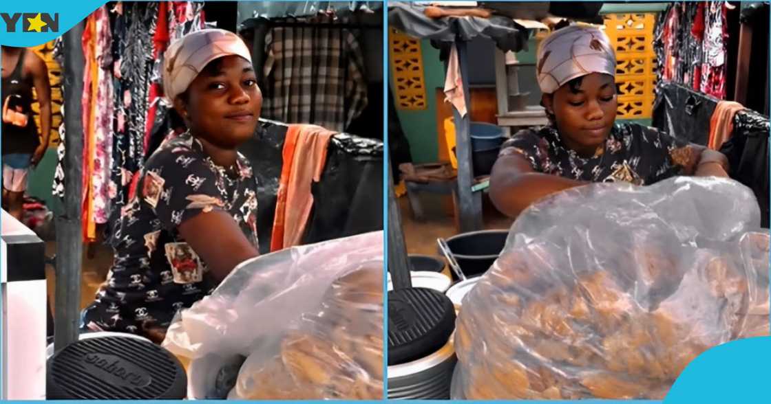 Photo of a Ghanaian lady working as a Kenkey seller.