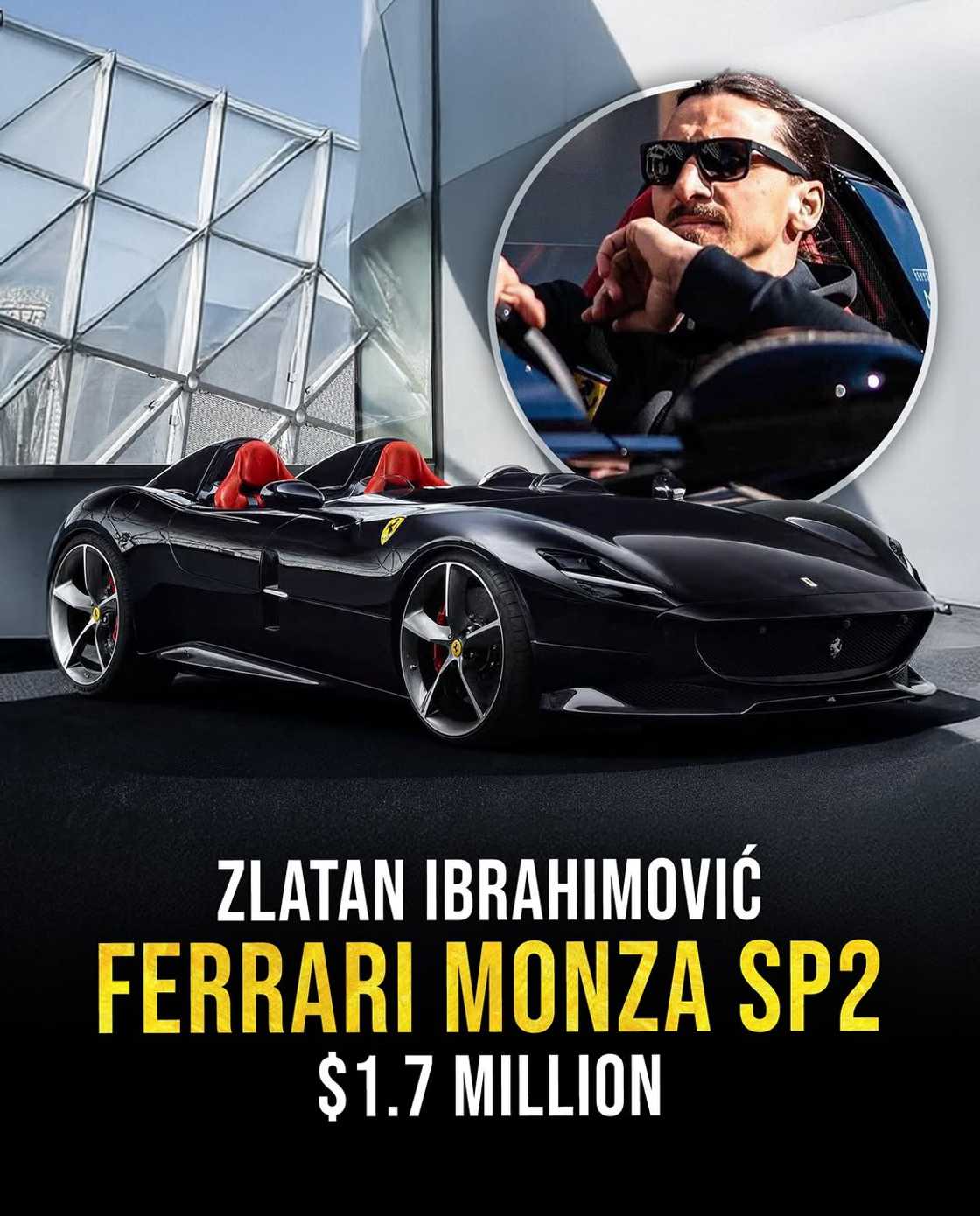 Former AC Milan, Man United, Barcelona, PSG attacker Zlatan Ibrahimović's Ferrari Monza SP2 ($1.7 million) Former AC Milan, Man United, Barcelona, PSG attacker Zlatan Ibrahimović's Ferrari Monza SP2 ($1.7 million)